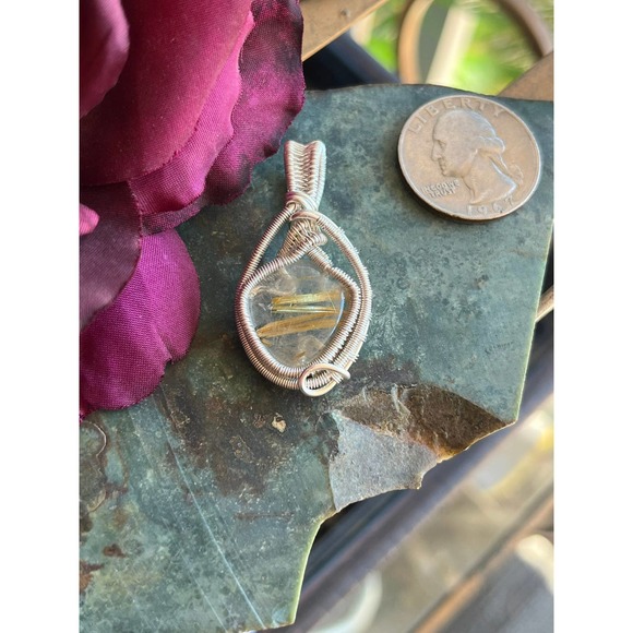 Gold Rutile Quartz Wrapped In 925 Sterling Silver - Picture 9 of 10